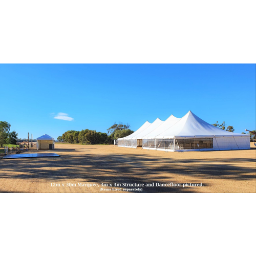 12m x 30m marquee with 3m x 3m structure